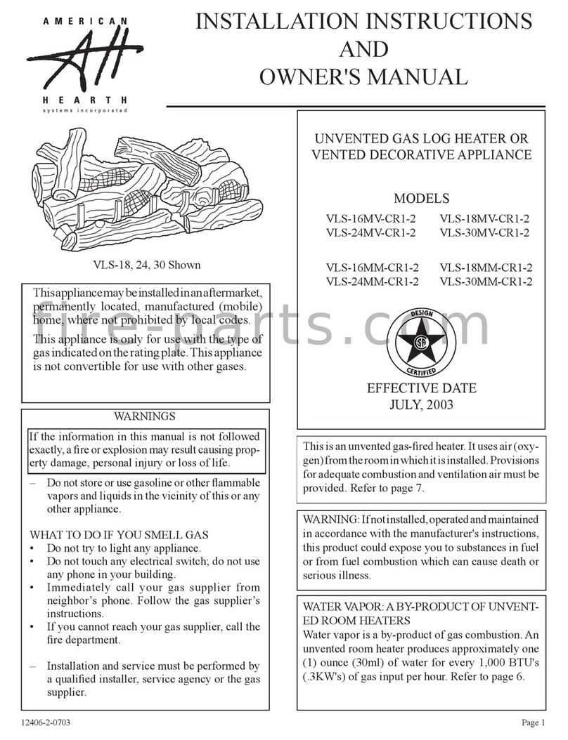 American Hearth VLS-16MV-CR1-2 Installation instructions and owner's manual American Hearth VLS-16MV-CR1-2 Installation instructions and owner's manual
