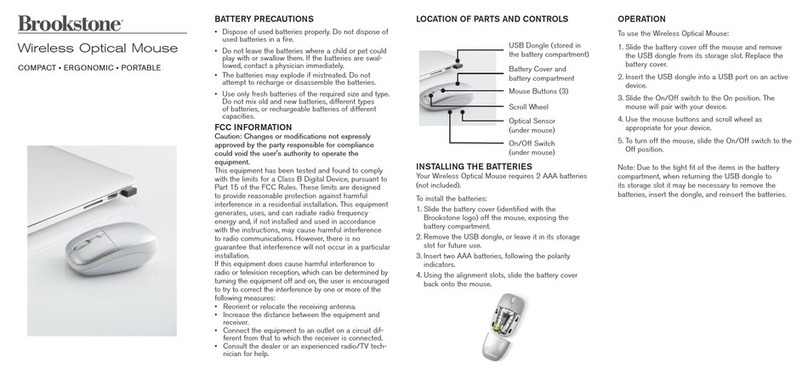 Brookstone Wireless Optical Mouse User manual
