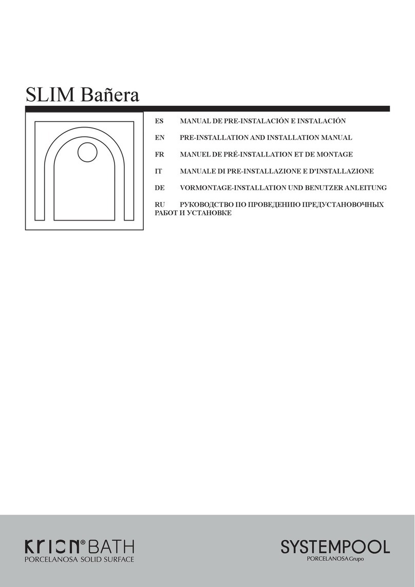 Porcelanosa SYSTEMPOOL KRION SLIM PRE-INSTALLATION AND INSTALLATION MANUAL