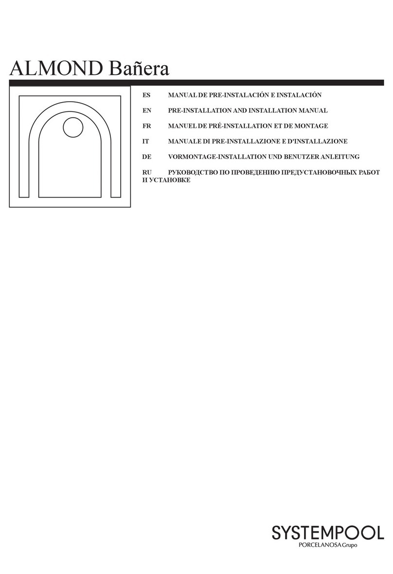 Porcelanosa SYSTEMPOOL ALMOND KRION S110600009-100089198 PRE-INSTALLATION AND INSTALLATION MANUAL