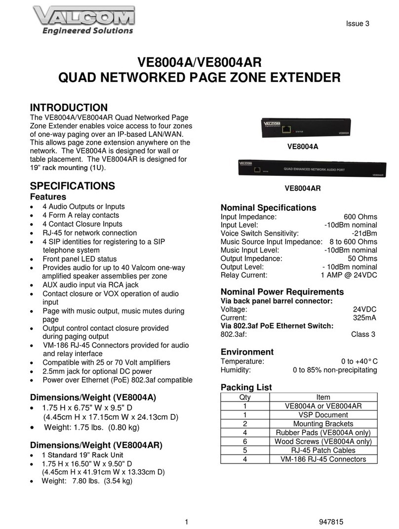 Valcom VE8004A User manual Valcom VE8004A User manual