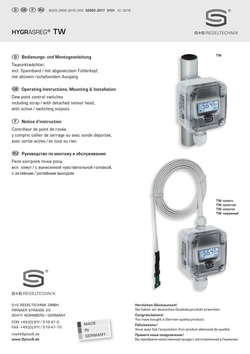 S+S HYGRASREG TW-W Operating Instructions, Mounting & Installation
