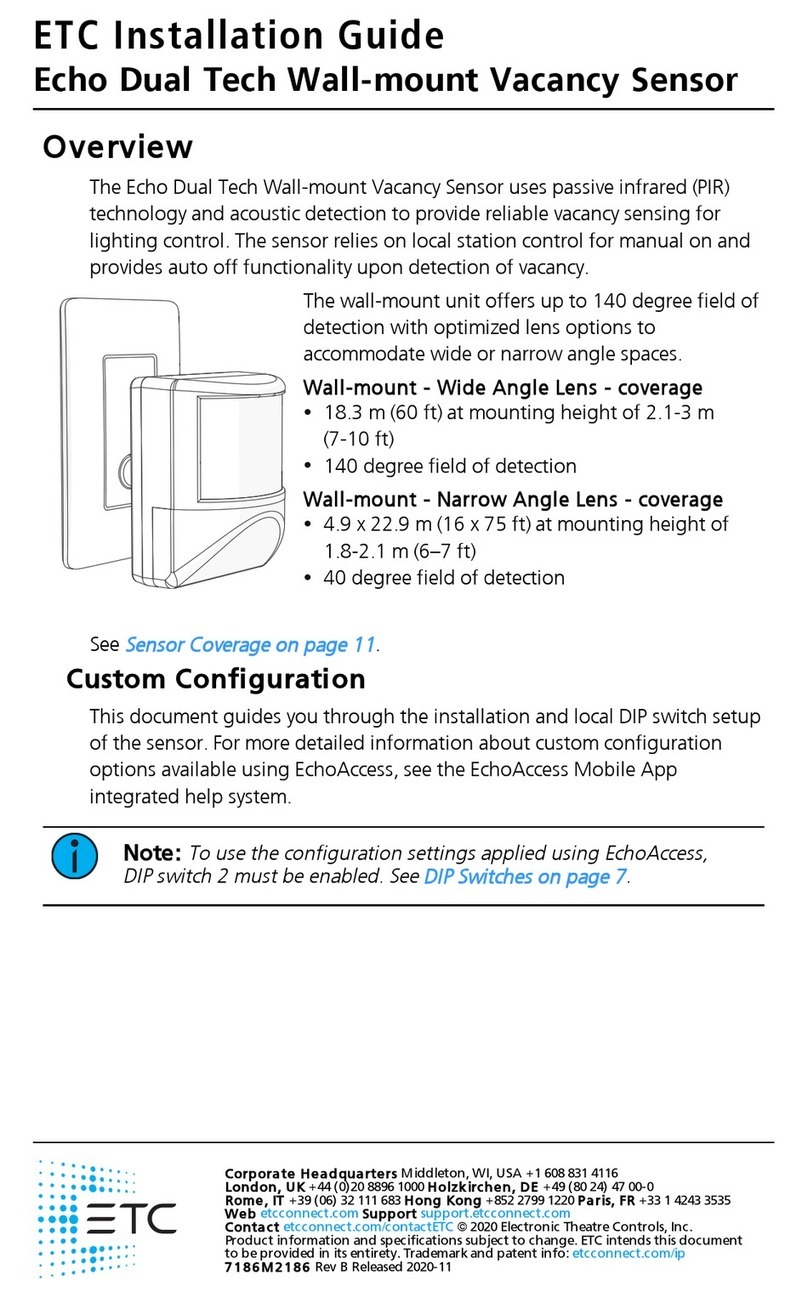 ETC Echo Dual Tech Wall-mount Vacancy Sensor installation guide