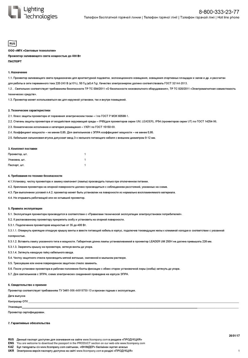 Lighting Technologies LEADER UMA 150 Grey manual
