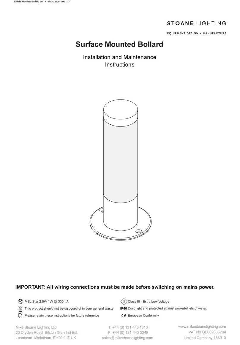 Stoane Lighting Surface Mounted Bollard Installation and maintenance instructions