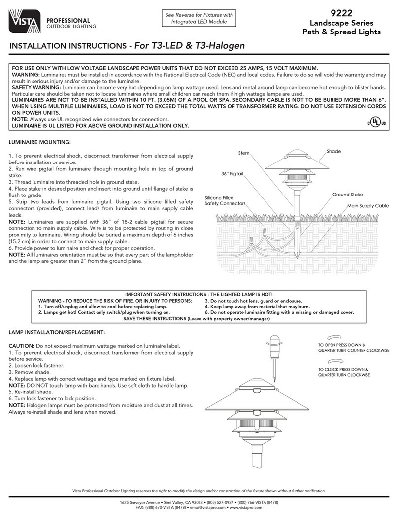 Vista 9222 Landscape Series installation instructions Vista 9222 Landscape Series installation instructions