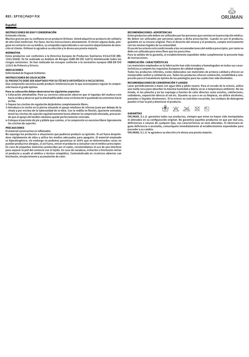 Orliman PAD FIX SP110 User manual
