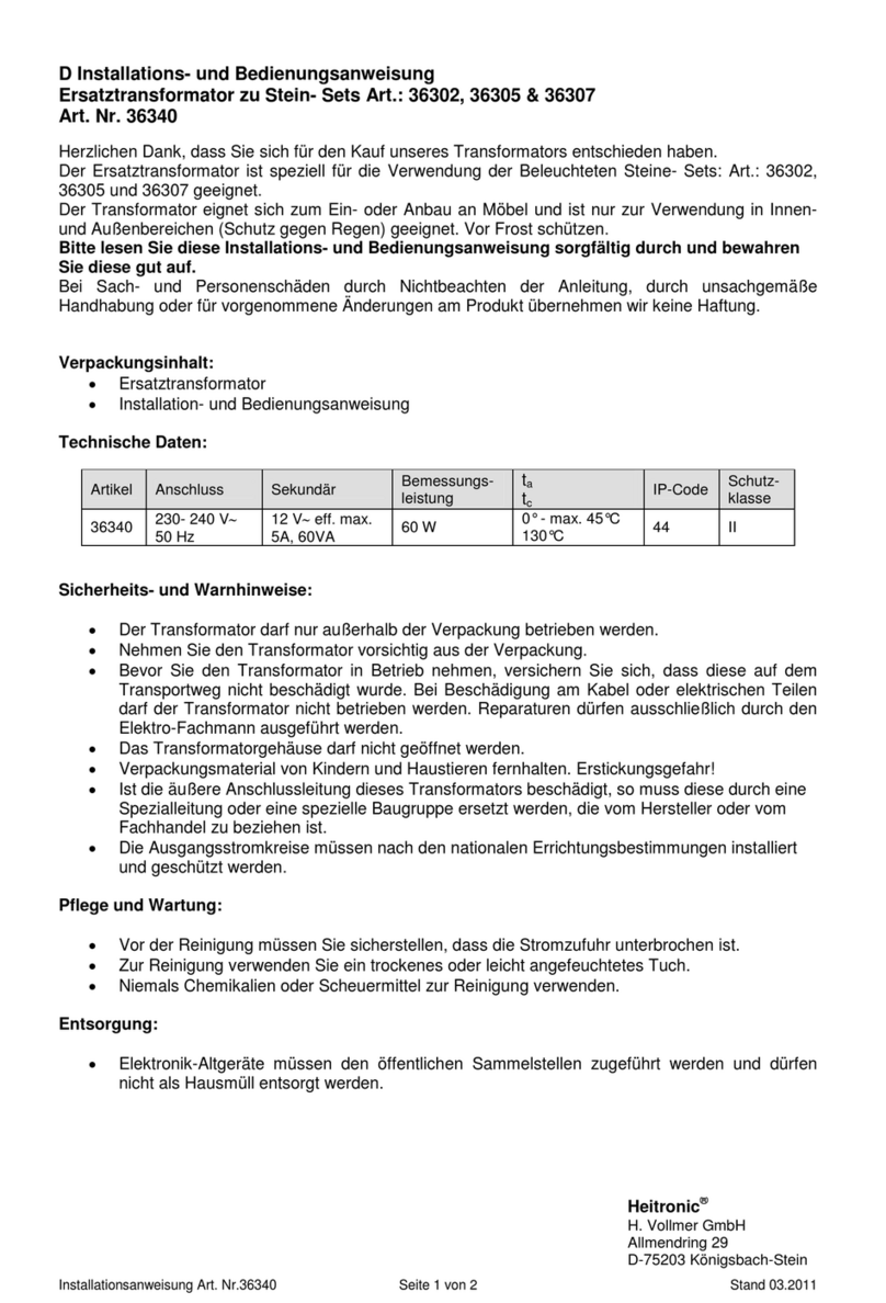 Heitronic 36340 Installation and operating instructions