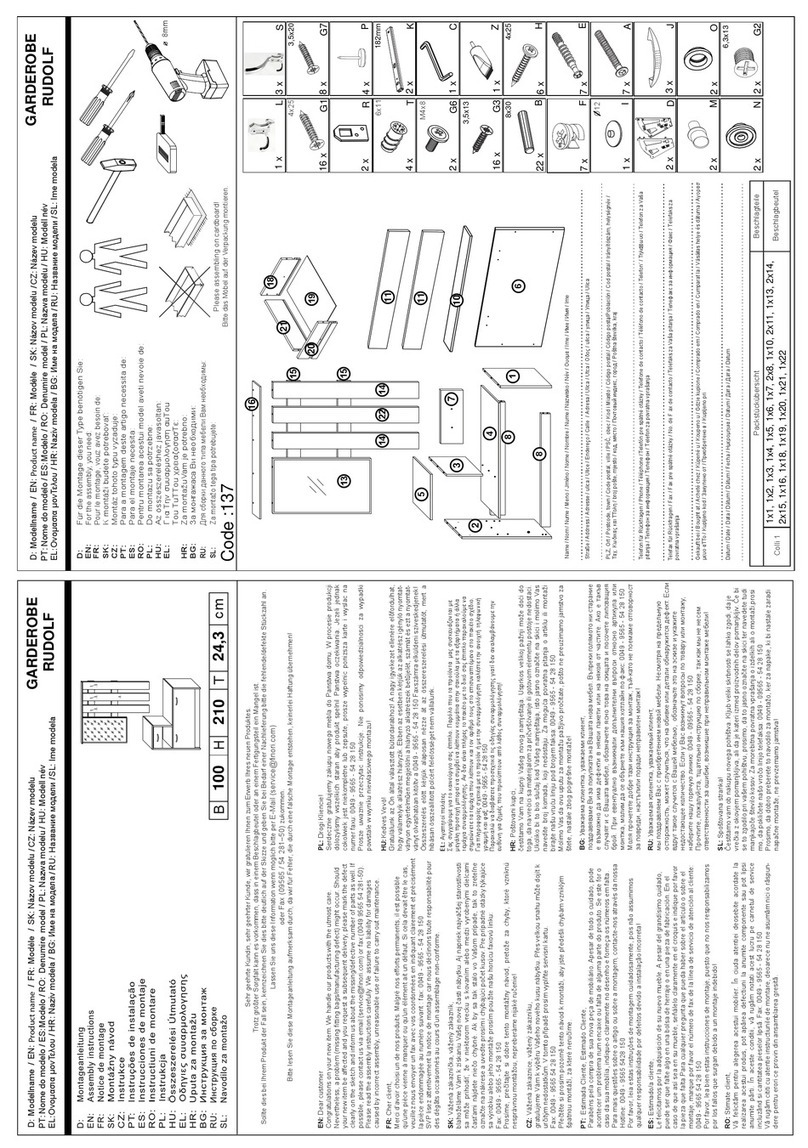 DIELEN RUDOLF GARDEROBE 137 Assembly instructions DIELEN RUDOLF GARDEROBE 137 Assembly instructions