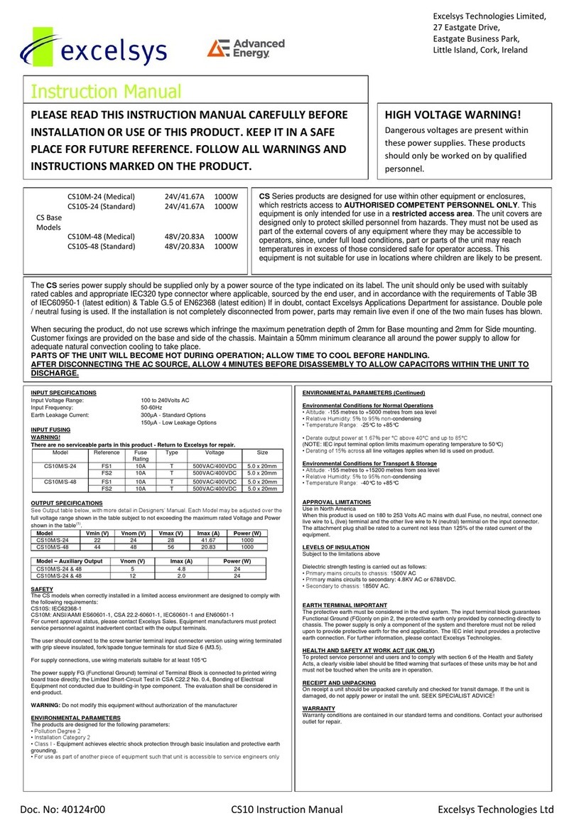 Advanced Energy Excelsys CS Series instruction manual