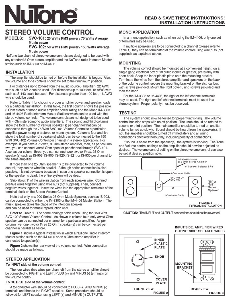 NuTone SVC-101 User manual