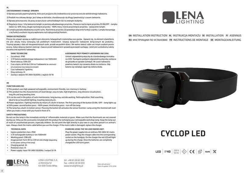 Lena Lighting CYCLOP LED User manual