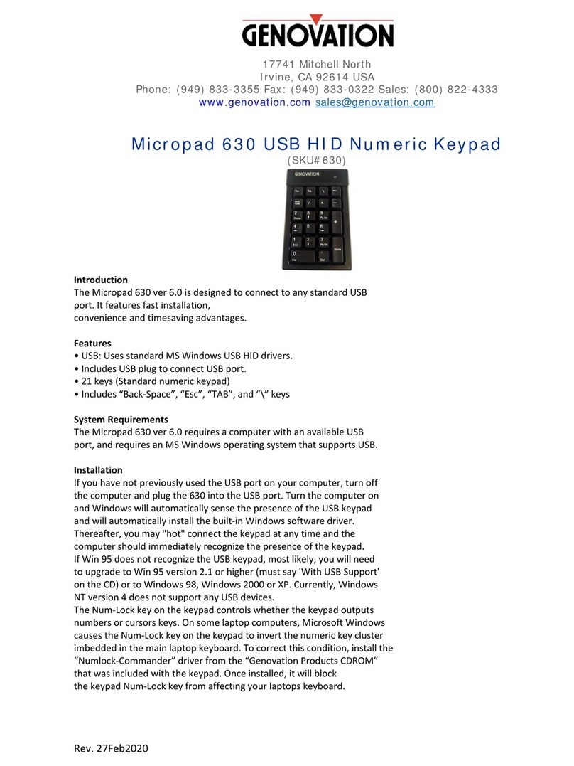 Genovation Micropad 630 Quick start quide