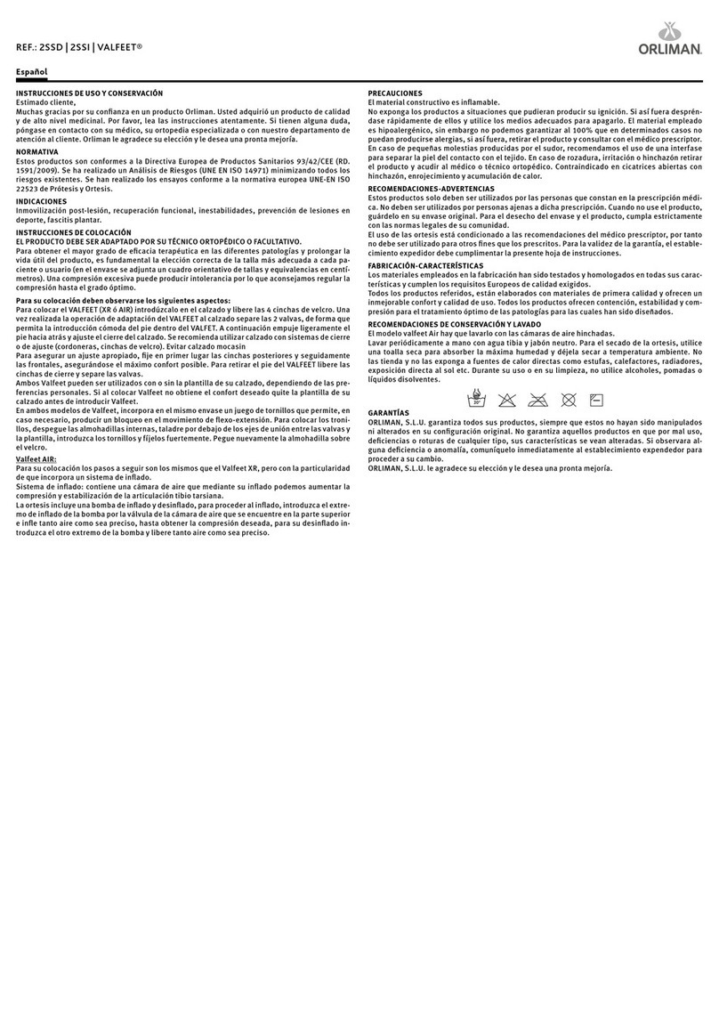 Orliman VALFEET 2SSD INSTRUCTIONS FOR USE AND PRESERVATION Orliman VALFEET 2SSD INSTRUCTIONS FOR USE AND PRESERVATION