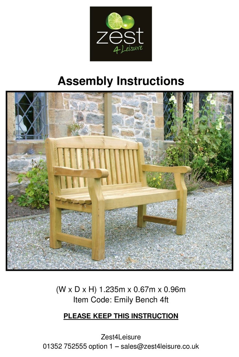 Zest 4 Leisure Emily Bench 4ft User manual Zest 4 Leisure Emily Bench 4ft User manual