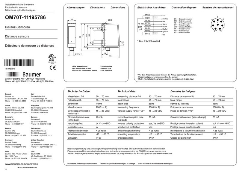 Baumer OM70T-11195786 manual