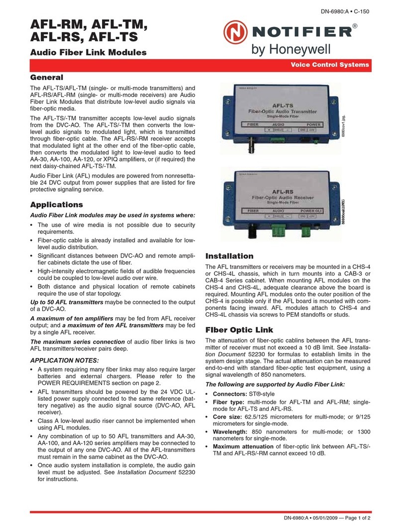 Honeywell NOTIFIER AFL-RM quick guide Honeywell NOTIFIER AFL-RM quick guide