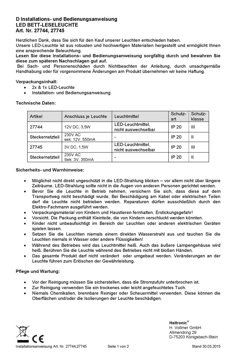 Heitronic 27744 Installation and operating instructions