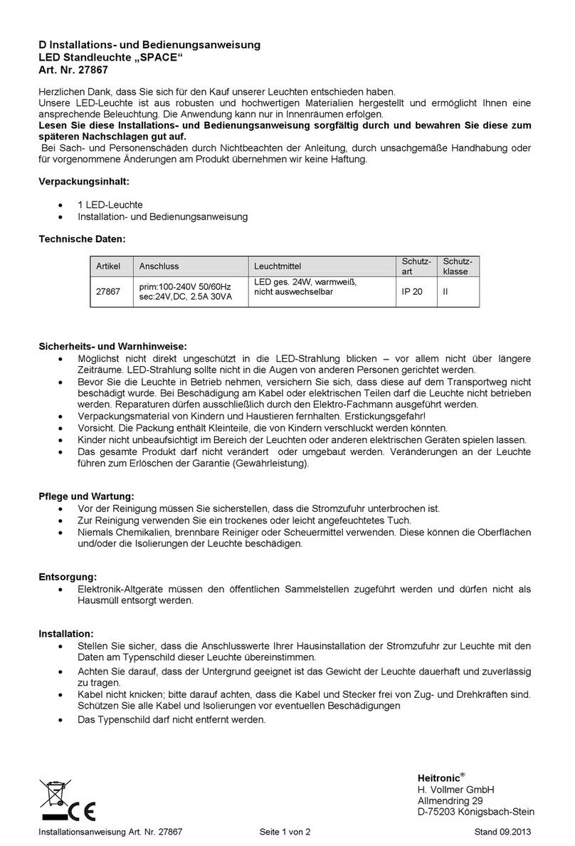 Heitronic Trend 27867 Installation and operating instructions