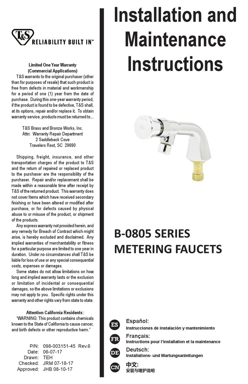 T&S B-0805 Series Installation and maintenance instructions