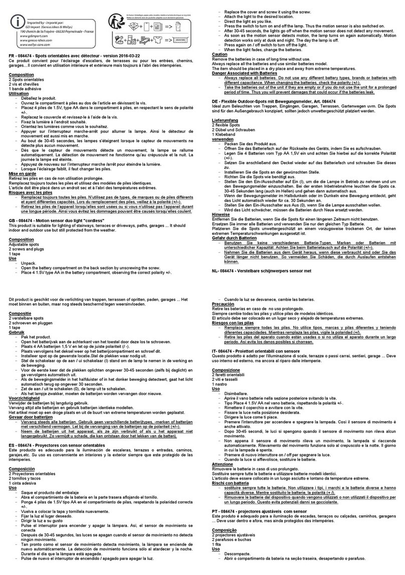 GD Import 084474 User manual
