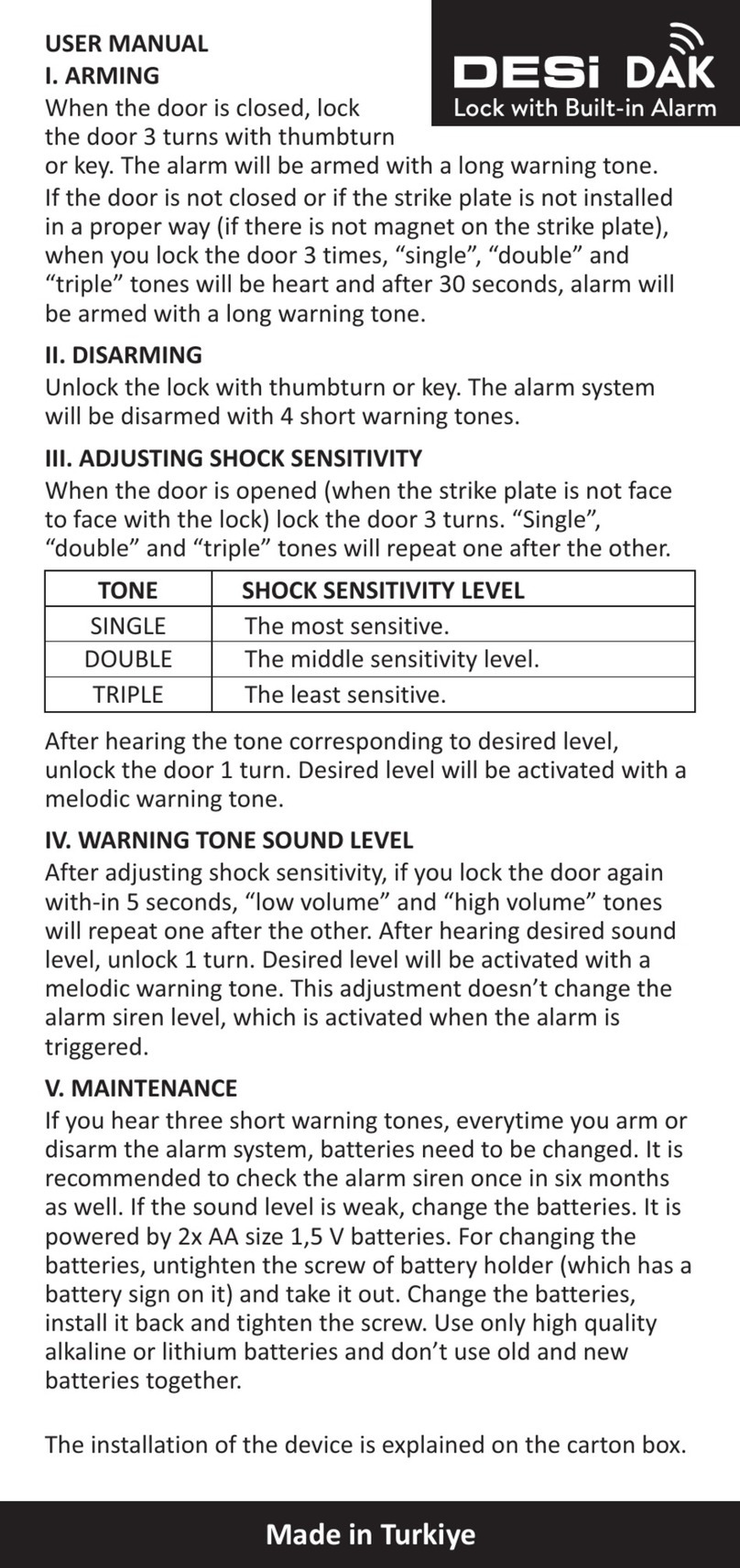 DESi DAK user manual