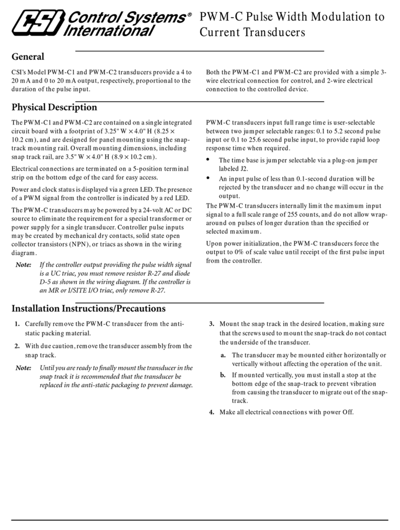 CSI PWM-C1 Installation sheet