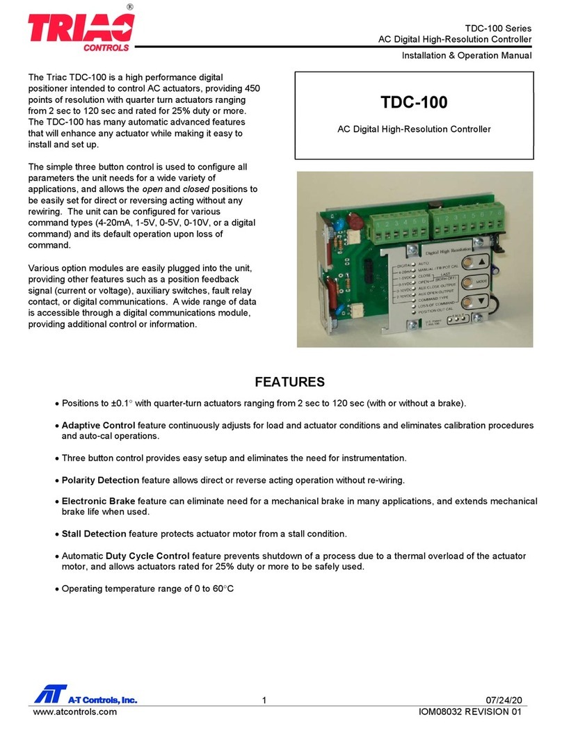 A-T Controls TRIAC TDC-100 Series Installation & operation manual