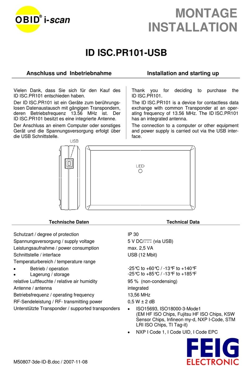 Feig Electronic OBID i-scan ID ISC.PR101-USB User manual