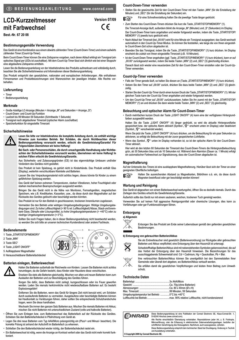 Conrad Electronic 67 20 08 operating instructions