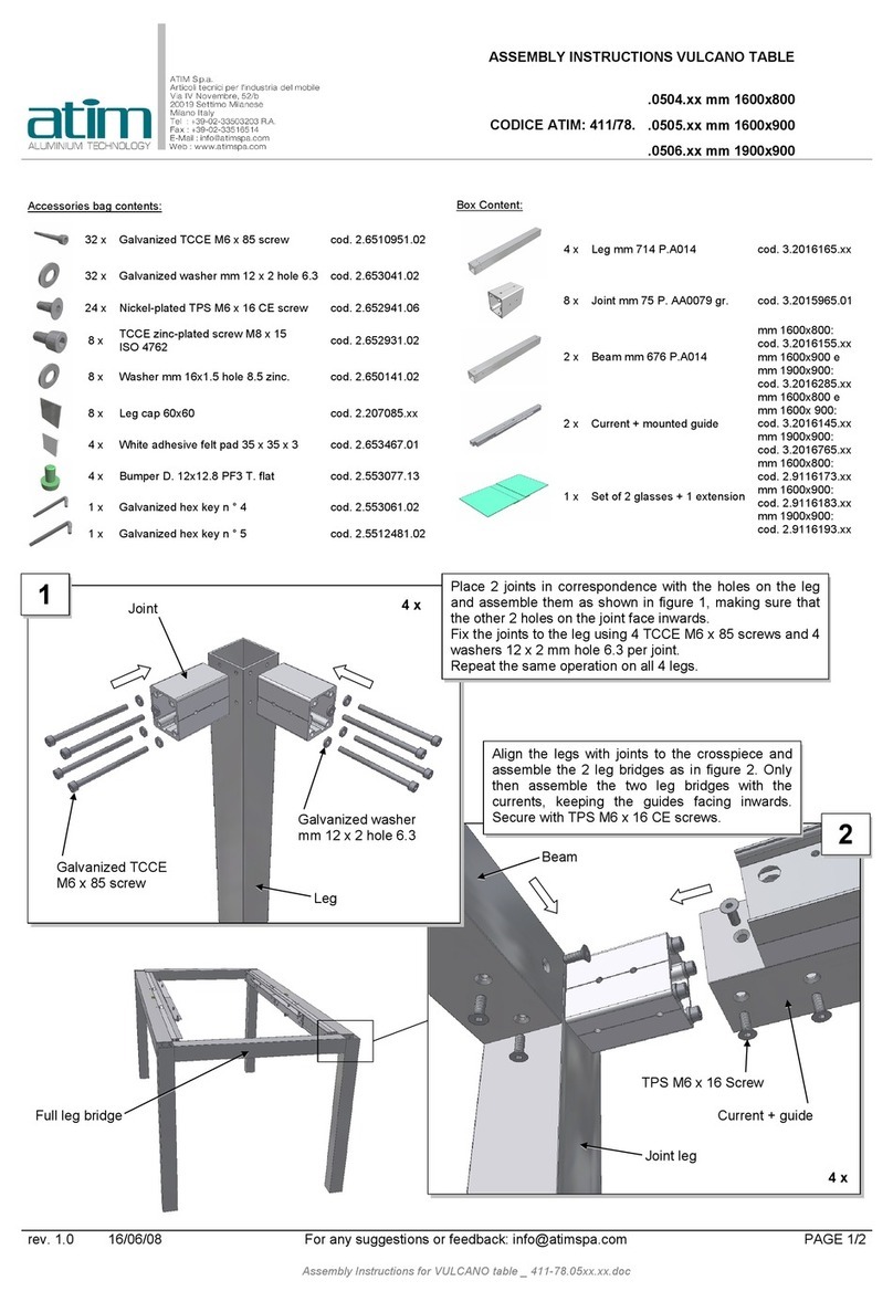 ATIM VULCANO TABLE 411/78 0504 Assembly instructions
