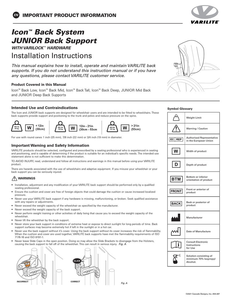 Vari Lite Icon JUNIOR Back Support User manual Vari Lite Icon JUNIOR Back Support User manual
