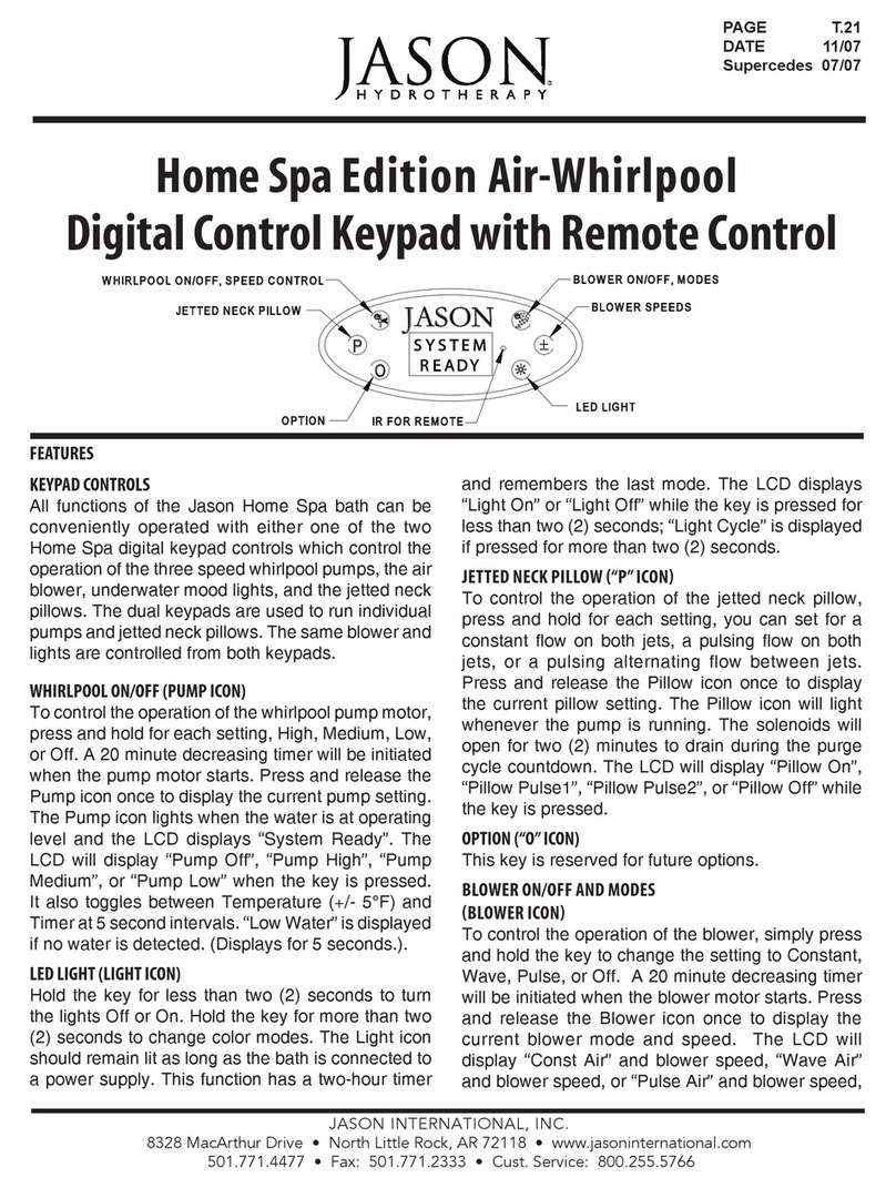 JASON Hydrotherapy Home Spa Edition Air-Whirlpool User manual