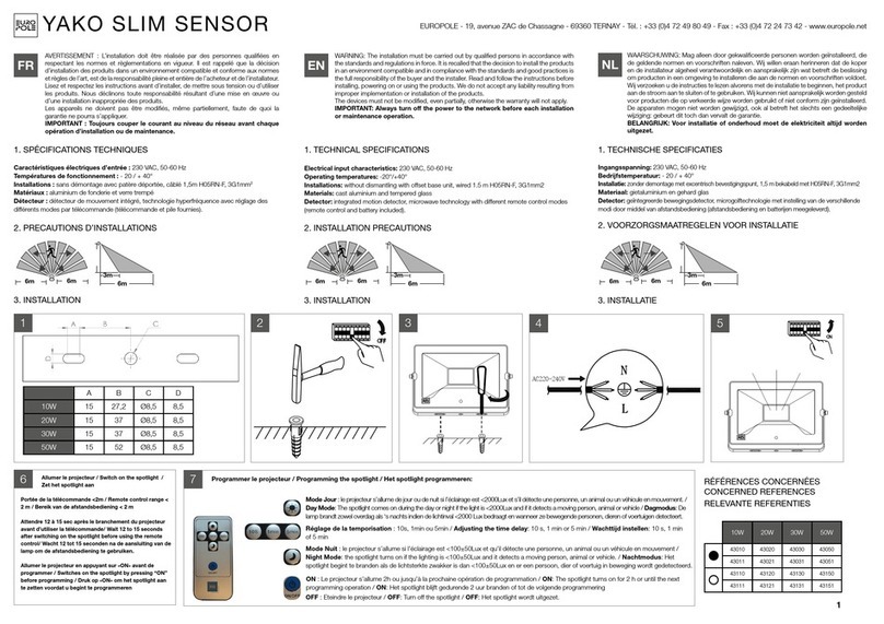 EUROPOLE YAKO SLIM SENSOR User manual