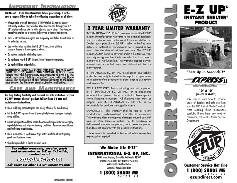 Ezup INSTANT SHELTER EXPRESS II ALL-ALUMINUM owner's manual