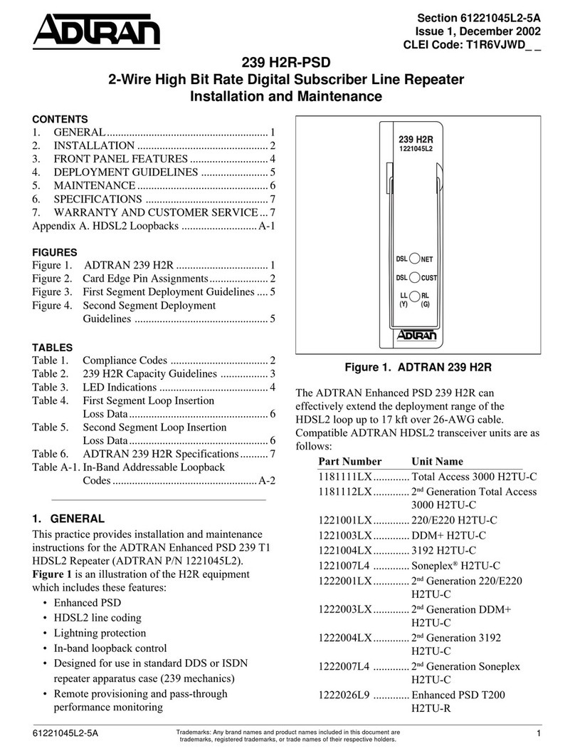 ADTRAN 239 H2R-PSD Installation and Maintenance
