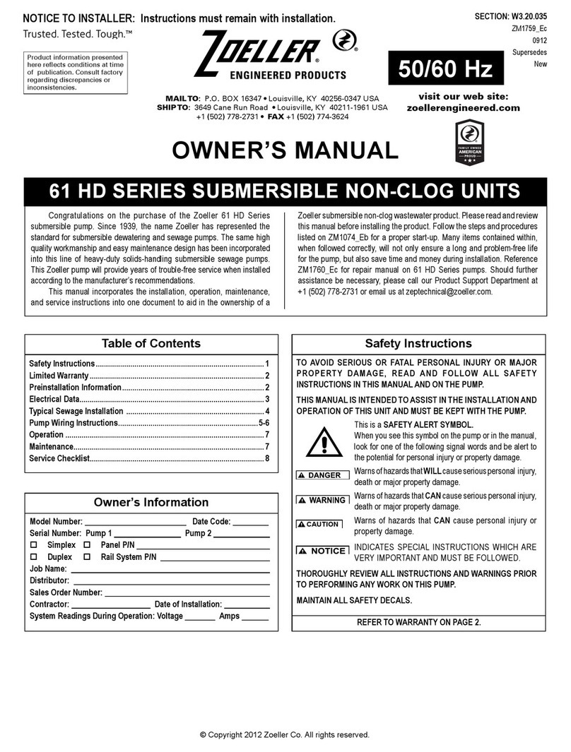 Zoeller 61 HD Series User manual