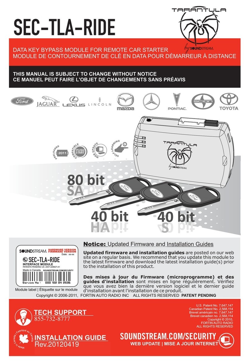 Soundstream Tarantula SEC-TLA-RIDE User manual