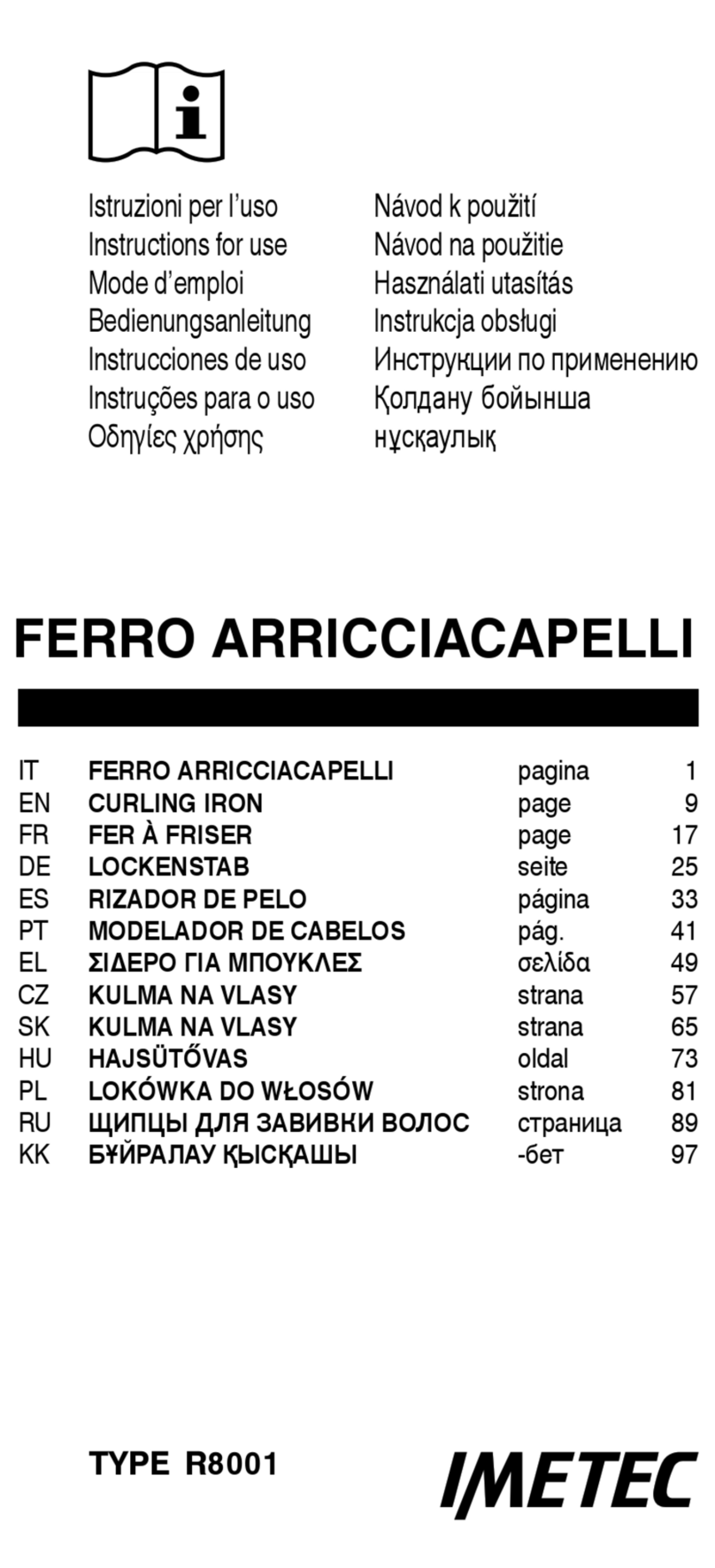 Imetec R8001 User manual