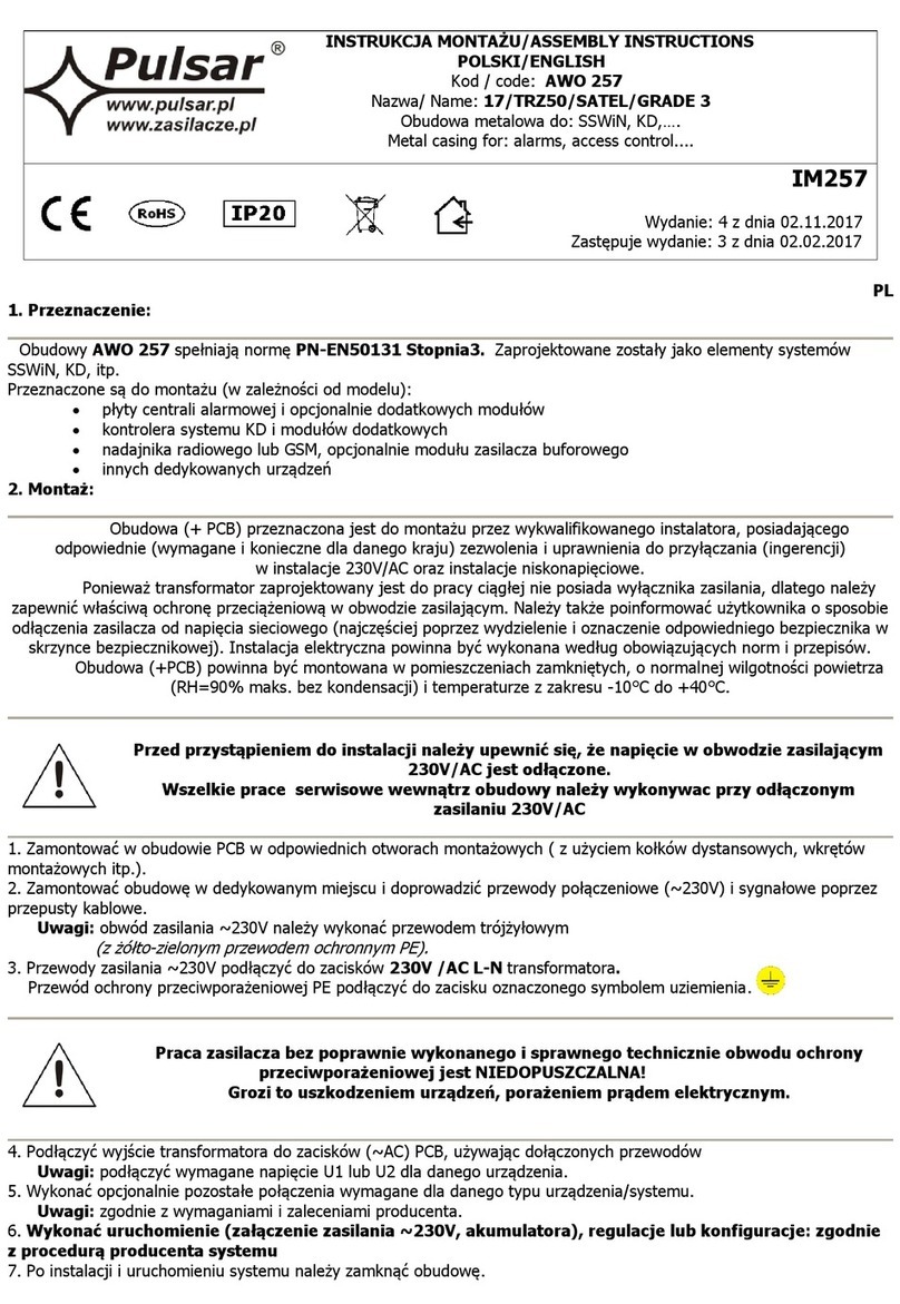 Pulsar AWO 257 User manual Pulsar AWO 257 User manual