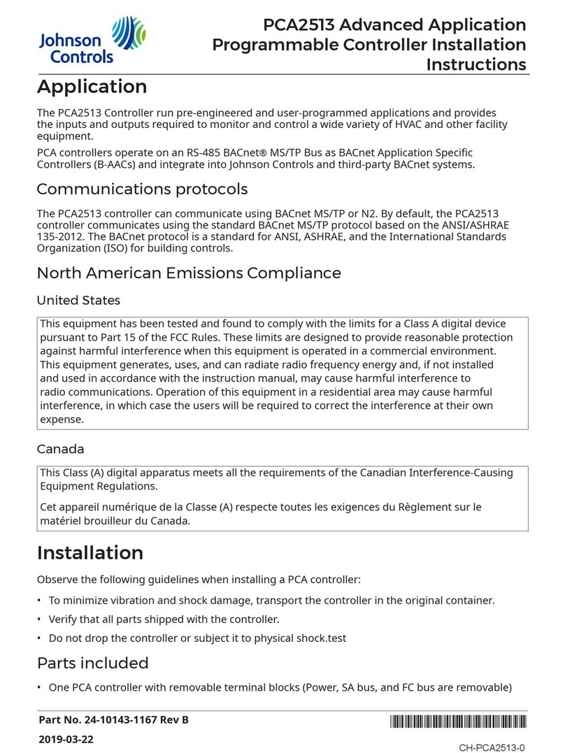 Johnson Controls PCA2513 installation instructions Johnson Controls PCA2513 installation instructions