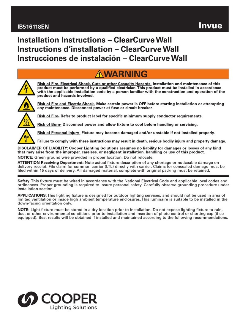 Cooper Lighting ClearCurve Wall Invue installation instructions