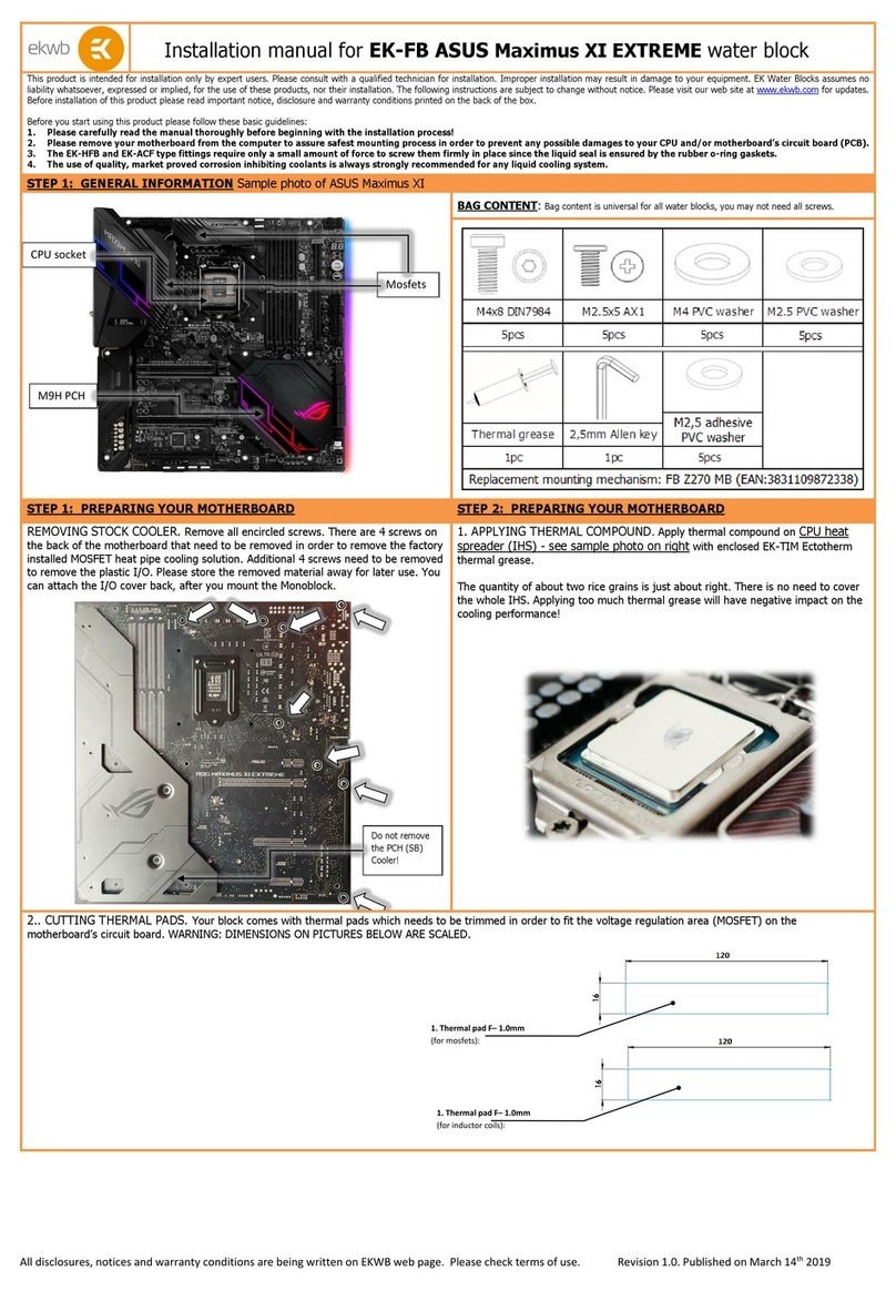 ekwb EK-FB ASUS Maximus XI EXTREME User manual