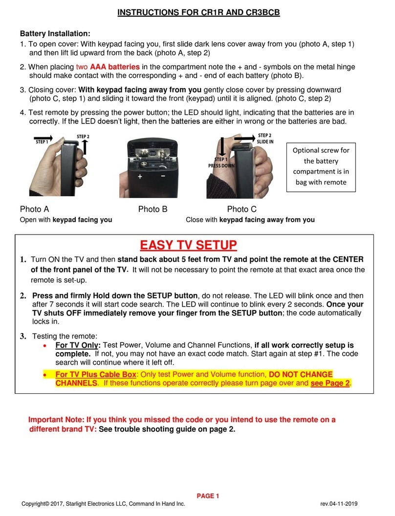 Clean Remote CR1R User manual