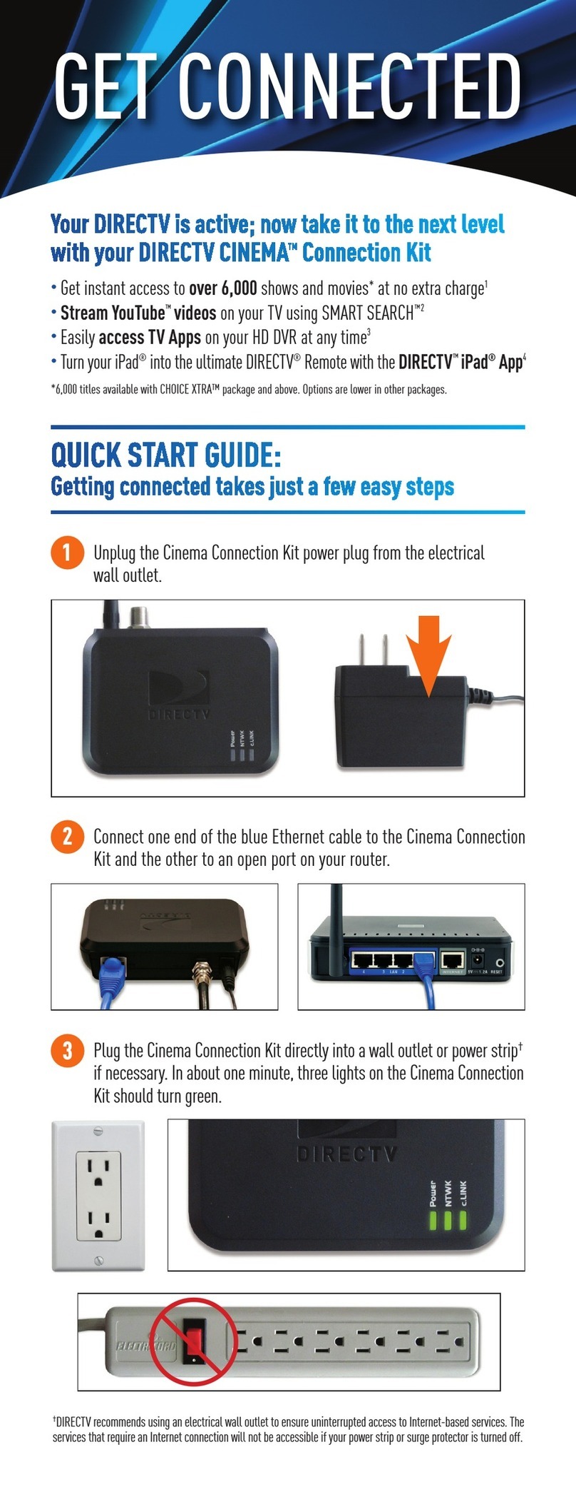 DirecTV Wireless Cinema Connection Kit Specification sheet