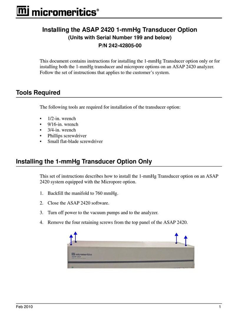 Micromeritics ASAP 2420 1-mmHg Transducer Option User manual Micromeritics ASAP 2420 1-mmHg Transducer Option User manual