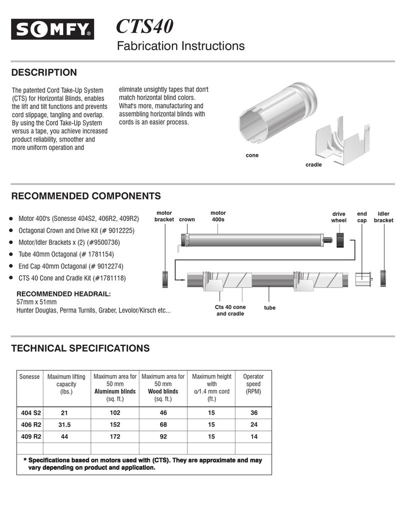 SOMFY Sonesse CTS40 404 S2 Fabrication Instructions SOMFY Sonesse CTS40 404 S2 Fabrication Instructions