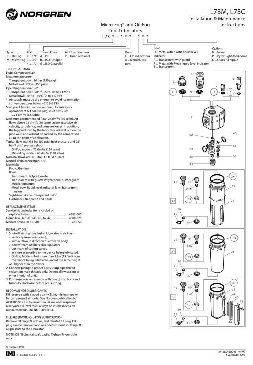 Norgren Micro-Fog L73M Installation & maintenance instructions