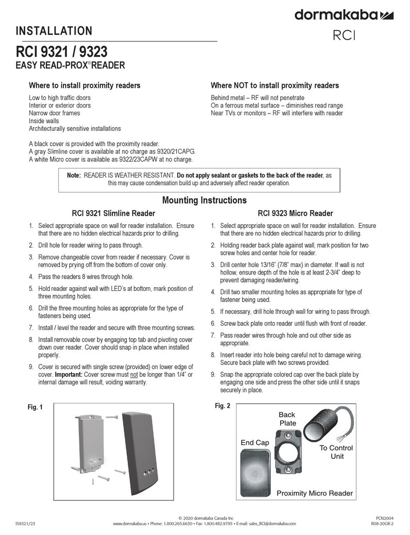 Dormakaba READ-PROX RCI 9321 installation instructions