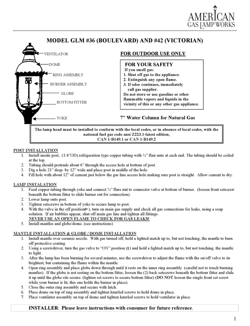 American Gas Lamp Works BOULEVARD quick start guide